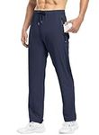 TBMPOY Men's Workout Pants Outdoor Dry Fit Water-Resistant Workout Jogger Sweatpants with Pockets Blue L