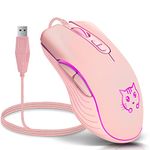 Greshare Gaming Mouse,7 Colors Backlit Optical Game Mice Ergonomic USB Wired with 2400 DPI and 6 Buttons 4 Shooting for Computer/Win/Mac/Linux/Andriod/iOS. (Pink)