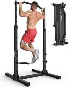 JOROTO Foldable Pull Up Dip Station, Pull Up Bar Free Standing for Home Gym, 450LBS Stable Power Tower, Adjustable Height Multifunction Pull Up Stand, Strength Training Equipment for Men Women