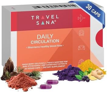 TRAVELSANA Daily Circulation | Super Antioxidants Supplement & Daily Circulatory Support | Maqui Berry (Delphinol), French Maritime Pine Bark (Pycnogenol), Ginger Root Extracts | 30 Servings