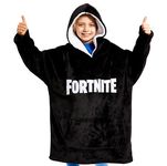 Fortnite Hoodie for Boys, Kids Oversized Hoodie Blanket, Gamer Fleece Poncho for Kids and Teens, Official Merchandise (Black)