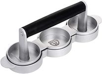 GRÄWE Hamburger Press for 3 Mini Burger Patties, 3 Mini Burger Press Made of cast Aluminium with Non-Stick Coating and 60 Sheets of Baking Paper