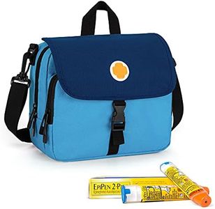 CURMIO Bolsa Epipen, Mochilla Epipen, Bolsa para Medicamentos, Mochilla con Bandolera para 2 Epipens, Auvi-Q, Expansor de Pulmón Respiratorio, Aspirador Nasal, etc, Azul, Sola Bolsa