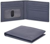 Blue Full Grain Leather Wallets for Men | Minimalist | Bi fold Wallet | Secured RFID Blocking | 4 Credit Card Slots