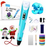 Sunfuny 3D Pen, 3D Printing Pen Drawing Art Craft Set with 150ft 15 Color PLA Filament Refill, 3-Dimensional Printer, Pencil Crayon 3D Stylo Gift Kit for Christmas,Kids, Adjustable Speed, Baby Blue
