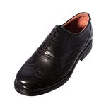 Mens Black Leather Fulfit Wing Cap Brogue Oxford Shoe (M9)