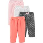 Simple Joys by Carter's Girls' 4-Pack Fleece Pants, Pink/Navy Dot/Ivory, 12 Months