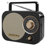 Studebaker Black and Gold Classic Retro Portable AM/FM Radio with Aux Input - SB2000BG