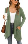 Veryoung Summer Long Sleeve Plus Size Cardigan for Women Lightweight Open Front Jacket Ladies Sweater Vests Fashion Casual Kimono with Pockets,Olive Green,XL