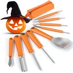 Ninonly Pumpkin Carving Tools, Halloween 9 Pcs Professional Pumpkin Carving Kit Stainless Steel Pumpkin Carving Knife Cutting Supplies Lengthening and Thickening with Carrying Bag for Adults Kids