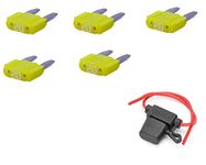 PBROS 5 Pieces 20 Amp Mini Blade Fuse with 1 Pcs Waterproof in Line Mini Blade Fuse Holder for Bikes,Cars etc..