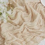 FEXIA Beige Cheesecloth Table Runne