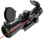 UUQ 2.5-10x40IR Rifle Scope with Red Illuminated Mil-dot with Red Laser Combo- Green Lens, Upgraded Buttons,Tactical Scope for Gun Air Hunting Rifles, Waterproof, Fog-Proof，Includes Free 20mm Mount