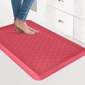 TurtleGrip Anti Fatigue Mat for Kitchen Floor, Durable Standing Desk Mat, Comfortable for Kitchen, Home, Office & Garage 100x52 cms (Red).