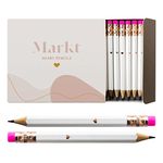 Mini Heart Pencils for Bridal Shower Games & Wedding Favors, Small White Pencils With Rose Gold Foil for Party Prizes or Gifts for Guests, Pre Sharpened Golf Pencils With Erasers (White)