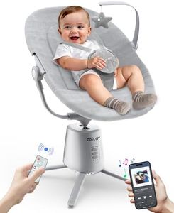 Zoicay Lightweight Baby Swing for Infant with 3 Modes & 5 Speeds, BT Enabled App & Remote Control Electric Swing – 6 Lullabies and 3 Timer Settings, 2 Seat Positions and 5-Point Harness Compact Swing