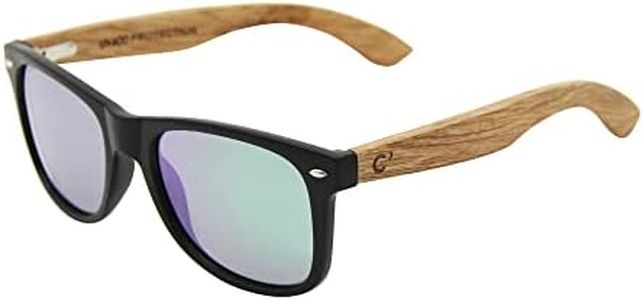 C3 Natural Wood Temple Rectangle Plastic Frame Polarized UV Protection Sunglasses for Men and Women for Hiking Driving and Gift(Black/Mirror blue)