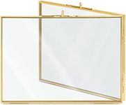 Navaris Folding Double Photo Frame - Fits 10x15cm or 13x18 cm Photos - Double-Sided Brass and Glass Picture Frame for Up To 4 Portrait Pictures