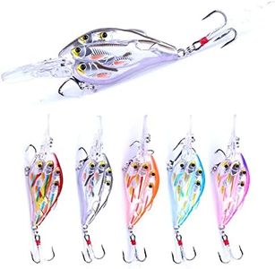 LUCKYMEOW CrankBaits Fishing Lures CrankBait of Bass,Topwater Lures for Freshwater and Saltwater Shallow Water Deep Diving Swimbait,Topwater Bait for Trout Bass Fishing Lure,5pcs/Box