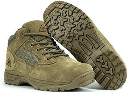 RYNO GEAR Men's Military & Tactical Boots, CoolMax Tactical Combat Military Durable Leather Work Utility 4.5" Boots, 4.5" Coyote, 11