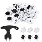 31pcs Golf Spikes, Golf Shoe Spikes Cleat with Golf Shoe Cleats Wrench Easy Installation Golf Spikes Pins Replacements for Golf Shoes Golf-Lover Golf Player(White Black)