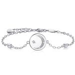 BlingGem Bracelet for Women 925 Sterling Silver Cubic Zirconia Crescent Moon and Star Bracelet Star Charm Celtic Symbol New Beginning Jewelry Gift for Women