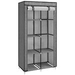 SONGMICS Portable Closet, Wardrobe, Clothes Storage Organizer, Black Herringbone Pattern URYG084B22