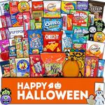 Halloween Candy Care Package Gift (50ct) Snacks Box Basket Candies Kids Children Adults Cookies Food Variety Pack Bundle Mixed Bulk Sampler Girls Boys Guys Men Women Boyfriend Girlfriend College Student