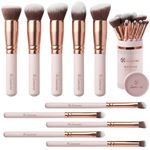 Kabuki Makeup Brush Set - For Foundation Powder Blush Concealer Contour - Perfect For Liquid, Cream or Mineral Products - 10 Pc Collection With Premium Synthetic Bristles For Eye and Face Cosmetic
