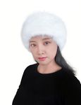 Lina & Lily Women's Winter Headband Head Ear Warmer Long Pile Faux Fur (White)