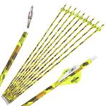 SHARROW Archery Carbon Arrows 30 Inch Camo Carbon Arrow Shaft Spine 500 Target Practice Hunting Arrows for Compound Recurve Bow (12pcs, Yellow)