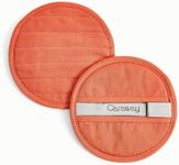 Caraway Linen Pot Holders - 100% Organic Cotton Pot Holder - Double-Layer Stain Resistant Stitching - Resists High Heat & Low Cold Temperatures - Machine Washable - Perracotta