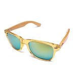 Strand Clothing Sunglasses Transparent Clear Frame & Mirror Lenses – Bamboo Wood Detail Flash Lens Eyewear Men's Women's