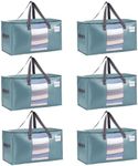 VENO 6 Pack Moving Bags, Comforter and Blanket Storage Bags for Closet, Moving Boxes, Boxes with Lids Alternative, College Dorm Packing Supplies, Foldable Heavy-Duty Tote (Shiny Light Blue, 6 Pack)