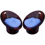 ANJWAR Tub Arm Chair with Complimentary Cushions | Round Chairs | Living Room Chairs (Rosewood)