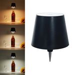 Cute LED Wine Bottle Lamp,3 Color Wireless Bottle Table Lamp, Touch Control Wine Bottle Night Light, Rechargeable Led Bedside Lamp, Embed Portable Bottle Lights for Livingroom/Restaurant/Bar (Black)