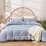 Lekesky Boho Duvet Cover King, Ultra Soft and Breathable King Duvet Cover Bohemian Bedding Set 3 Pieces with 2 Pillowcases, Blue