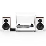 Fluance Reference RT85 High Fidelity Vinyl Turntable (White), PA10 Phono Preamp, Ai41 Powered 5" Bookshelf Speakers (White Walnut), Ortofon 2M Blue Cartridge, 90W Class D Amplifier, Bluetooth