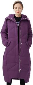 Orolay Women's Puffer Down Coat Winter Maxi Jacket with Hood Purple L