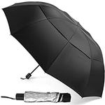 Kalolary 62 Inch Extra Oversize Large Compact Golf Umbrella, UPF50+ Double Canopy Vented Windproof Waterproof Stick Oversized Umbrella for Women & Men(Black)