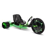 Huffy Green Machine 20 Inch Drift Trike, Sleek Ergonomic Design, Adjustable Seat, Durable Steel Frame, Easy to Operate, Drift Trike for Kids Ages 8+, LED Light Accents, Coaster Brake, Green and Black