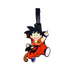 Viwind Luggage Tags for Suitcases,Funny Cute Anime Silicone Baggage Tag for Travel with Privacy Name ID Card & Leather Loop for Women Men Boys Girls Handbag School Bag(Goku)