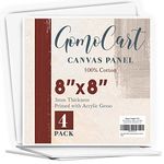 Gomocart Canvas for Painting 20 x 20 cm Pack of 4 Primed Cotton Canvases for Acrylic Pouring & Oil Painting – Sturdy & Warp-Resistant Blank Canvas Panels for Beginners and Professional Artists