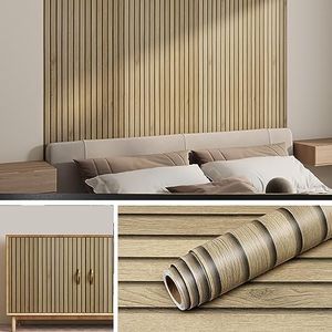 Livelynine Papel Pintado Madera 3D Pared Dormitorio Salon Moderno Skandi 40CMx5M Lavable Papel Pintado Autoadhesivo Tablones de Madera Pared Habitacion Pasillo Vinilo Adhesivo Muebles Madera Armarios