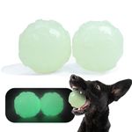 PICKLE WICKLE PET Supply 2-Pack Squeak & Bounce Textured Neon Glow Balls for Dogs - Glow in The Dark Fetch Balls - Fits into Launchers - Floats on Water - Night Fetching