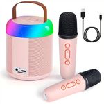 Pulchra Mini Karaoke Machine with 2 Mic - Karaoke Microphone for Kids Adults Girls, Mini Bluetooth Singing Karaoke Microphone Wireless Speaker - Portable Karaoke Mics, RGB Lights, Birthday Party Gifts