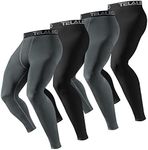 TELALEO 4 Pack Men's Compression Pants Leggings Sports Tights Athletic Baselayer Workout Running