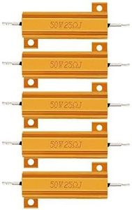 BlueStars 5pcs 50W 25 ohm Premium-Quality Aluminum Case Wirewound Resistor - Resistance Tolerance ±5% 25r - Replacement for Transformer Power Supply Transducer and Other Equipment
