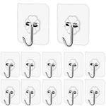 Pubiao Self Adhesive Hooks Heavy Duty Anti-Skid Traceless Sticky Hook for Kitchen Bathroom Clothes Office Ceiling Hanger -12 Pack