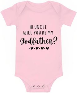 Hi Uncle Will You Be My Godfather Baby Onesie Funny Infant Boys Girls Creeper Cute Uncle Newborn Bodysuits Cotton